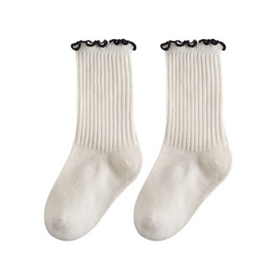 1 Pcs New Fashion Kids Cotton Socks Ruffled Edge Soft - White - Click Image to Close