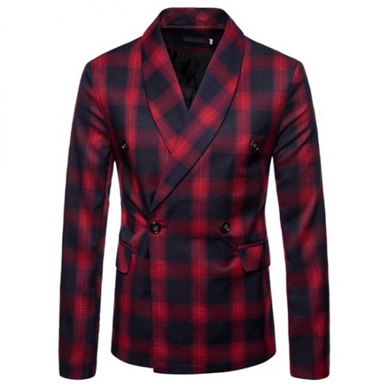 Men Jacket Spring Autumn Casual Coat Double-breasted Suit - Click Image to Close