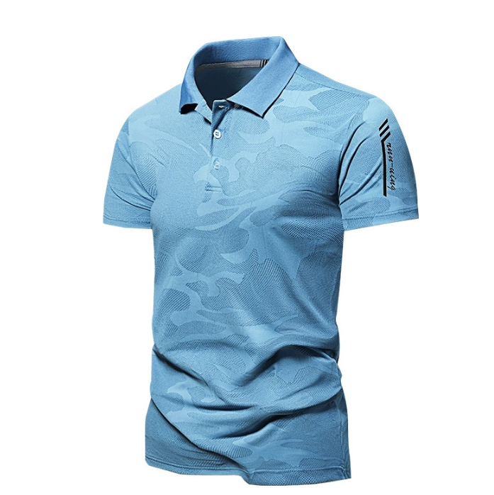 Camouflage Ice Silk Polo Shirt Men's Summer Thin Casual Short-Sleeve T-Shirt Breathable - Color Blue