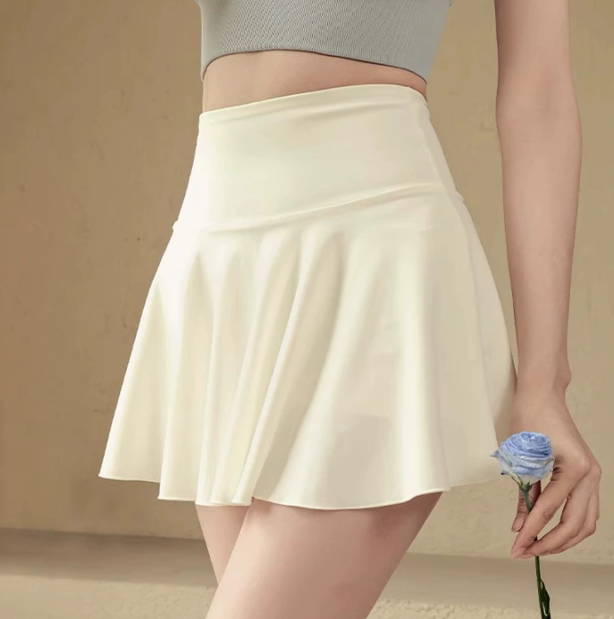 New style two-piece sports mini skirt for women summer anti-exposure yoga skirt running fitness tennis badminton skirt - White